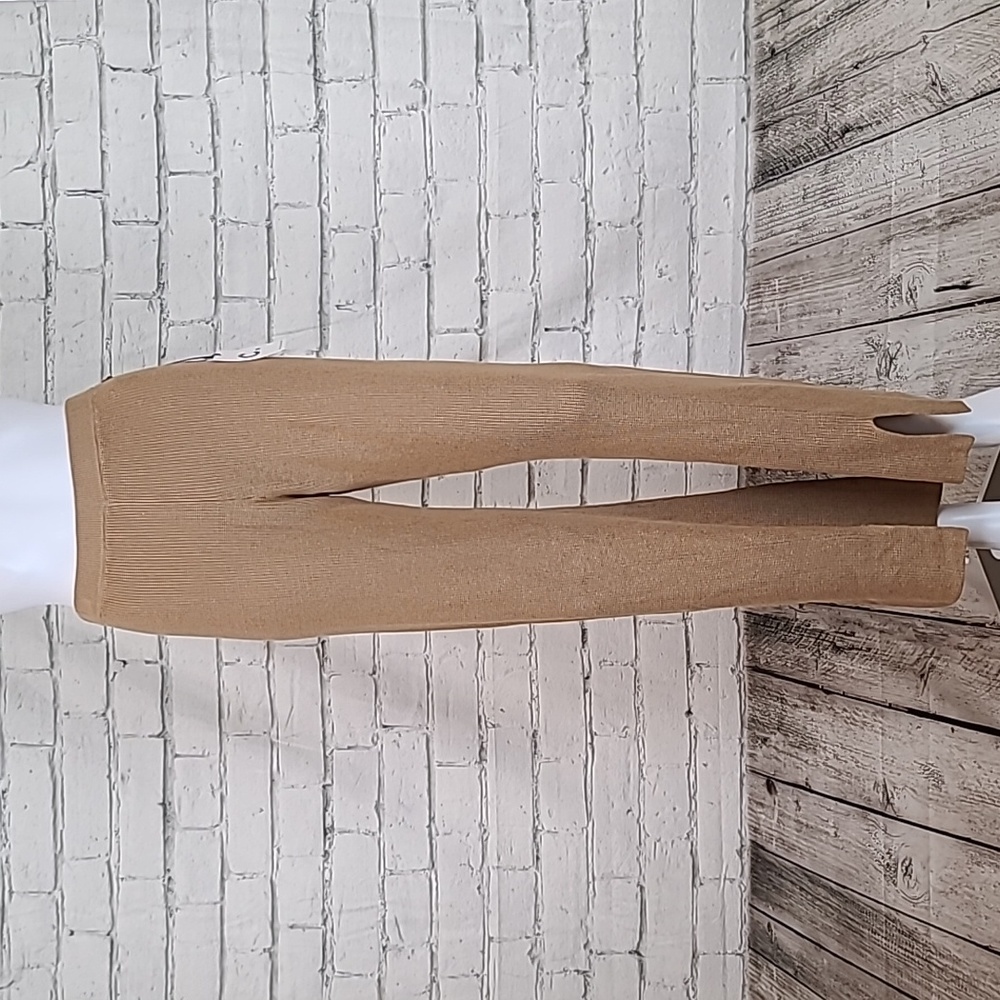 Callahan Novah Cotton Blend Knit High Rise Flare Notch Hem Pant Iced Coffee NWT